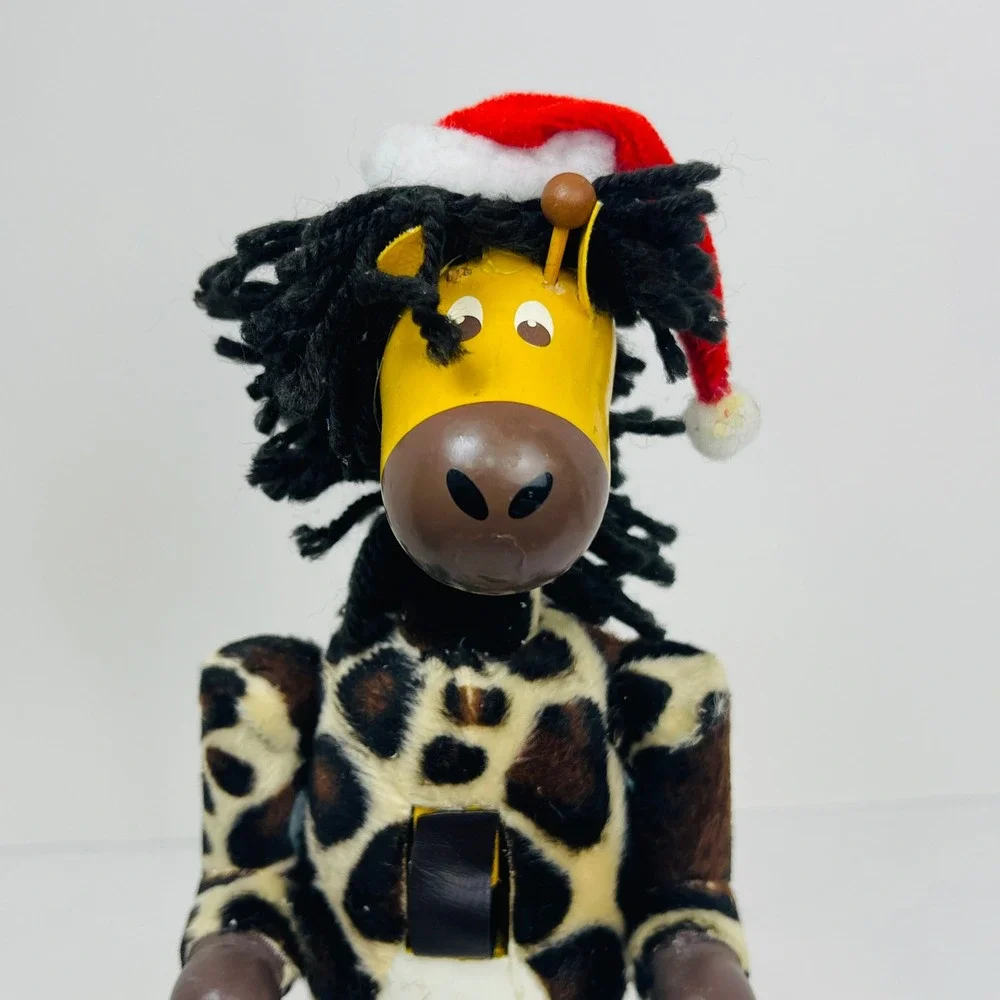 Giraffe Christmas Nutcracker Safari Animal Print Santa Hat 12 Inch Decor